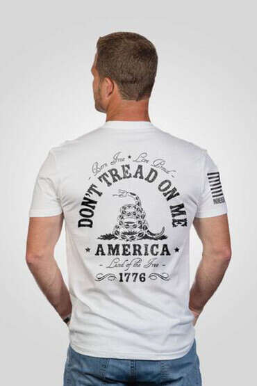Nine Line Don't Tread On Me Short Sleeve T-Shirt in white, rear view